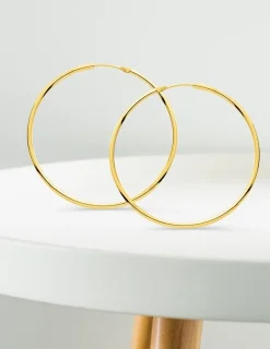 Boucles d'oreilles créoles or jaune 750 ‰ diamètre ext 40 mm Fil 1,6 mm SO OR