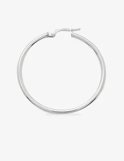 Boucles d'oreilles créoles lisses or blanc 750 ‰ diamètre ext 30 mm SO OR