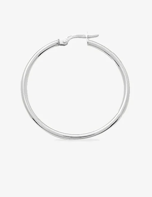 Boucles d'oreilles créoles lisses or blanc 750 ‰ diamètre ext 30 mm SO OR