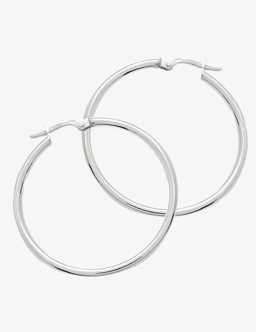 Boucles d'oreilles créoles lisses or blanc 750 ‰ diamètre ext 30 mm SO OR