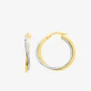 Boucles d'oreilles créoles motif croisé bicolore or 750 ‰ SO OR