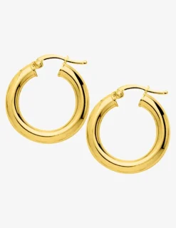 Boucles d'oreilles créoles 15 mm plaqué or tube 4 mm SO OR