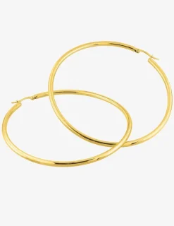 Boucles d'oreilles créoles en acier doré, diamètre 75 mm SO OR