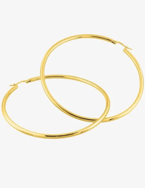 Boucles d'oreilles créoles en acier doré, diamètre 75 mm SO OR