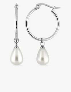 Boucles d'oreilles créoles en acier avec breloque SO OR