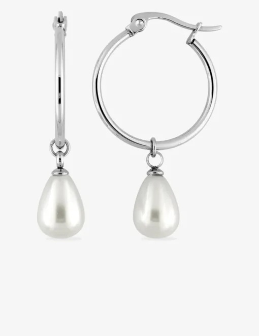 Boucles d'oreilles créoles en acier avec breloque SO OR