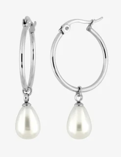 Boucles d'oreilles créoles en acier avec breloque SO OR