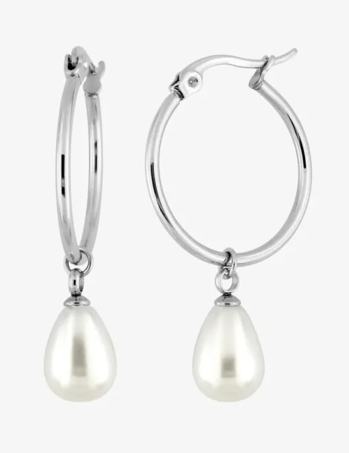 Boucles d'oreilles créoles en acier avec breloque SO OR