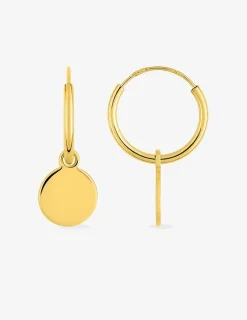 Boucles d'oreilles créoles à motifs jetons amovibles or jaune 375‰ SO OR