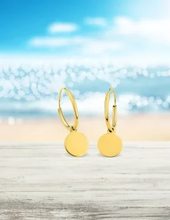 Boucles d'oreilles créoles à motifs jetons amovibles or jaune 375‰ SO OR