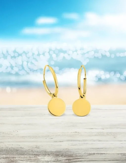 Boucles d'oreilles créoles à motifs jetons amovibles or jaune 375‰ SO OR
