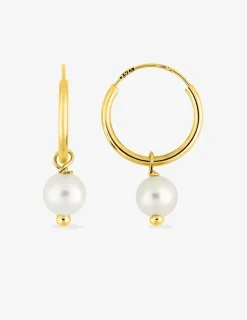 Boucles d'oreilles créoles à motifs perles amovibles or jaune 375‰ SO OR