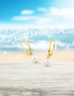 Boucles d'oreilles créoles à motifs perles amovibles or jaune 375‰ SO OR