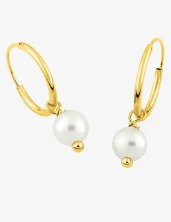 Boucles d'oreilles créoles à motifs perles amovibles or jaune 375‰ SO OR