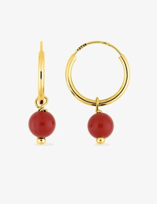 Boucles d'oreilles créoles à motifs perles amovibles or jaune 375‰ SO OR
