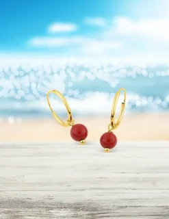 Boucles d'oreilles créoles à motifs perles amovibles or jaune 375‰ SO OR