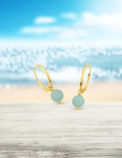 Boucles d'oreilles créoles à motifs perles amovibles or jaune 375‰ SO OR