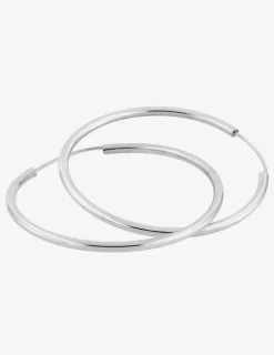 Boucles d'oreilles créoles 30 mm en or blanc 375‰ SO OR
