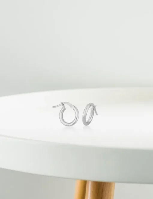 Boucles d'oreilles créoles 8 mm en or blanc 375‰ SO OR
