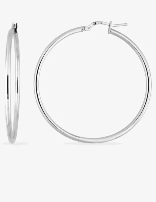 Boucles d'oreilles créoles 40 mm en or blanc 375‰ SO OR