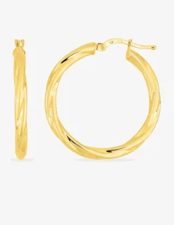 Boucles d'oreilles créoles torsadées en or jaune 375 ‰ SO OR