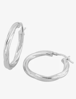 Boucles d'oreilles créoles torsadées or blanc diamètre 20 mm 375 ‰ SO OR