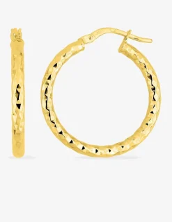 Boucles d'oreilles créoles diamantées en or jaune 375 ‰ SO OR