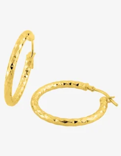Boucles d'oreilles créoles diamantées en or jaune 375 ‰ SO OR