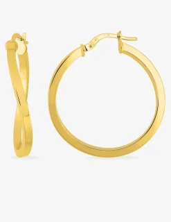 Boucles d'oreilles créoles ondulée en or jaune 375 ‰ SO OR