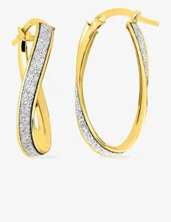 Boucles d'oreilles créoles torsadées Glitter en or 375 ‰ SO OR