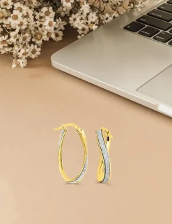Boucles d'oreilles créoles torsadées Glitter en or 375 ‰ SO OR