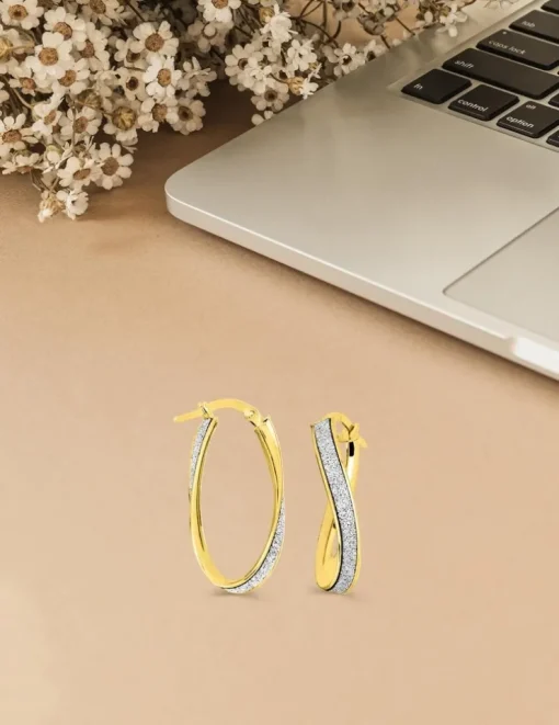 Boucles d'oreilles créoles torsadées Glitter en or 375 ‰ SO OR