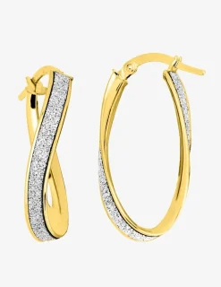 Boucles d'oreilles créoles torsadées Glitter en or 375 ‰ SO OR