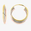 Boucles d'oreilles créoles tricolores en or 375 ‰ SO OR