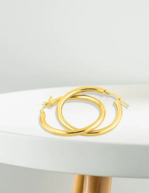 Boucles d'oreilles créoles 30 mm en or jaune 375‰ SO OR