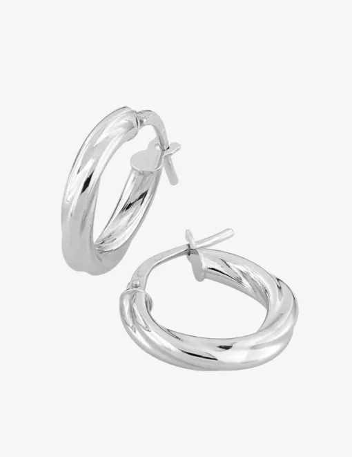 Boucles d'oreilles créoles torsadées en or blanc 375 ‰ SO OR