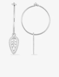 Boucles d'oreilles créoles argent rhodié 925 ‰ avec motif pendant SO OR
