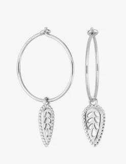 Boucles d'oreilles créoles argent rhodié 925 ‰ avec motif pendant SO OR