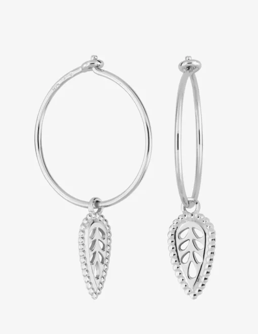 Boucles d'oreilles créoles argent rhodié 925 ‰ avec motif pendant SO OR