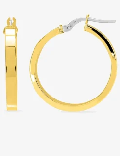 Boucles d'oreilles créoles or jaune 750 ‰ diamètre ext 20 mm fil rectangle SO OR
