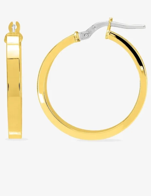 Boucles d'oreilles créoles or jaune 750 ‰ diamètre ext 20 mm fil rectangle SO OR