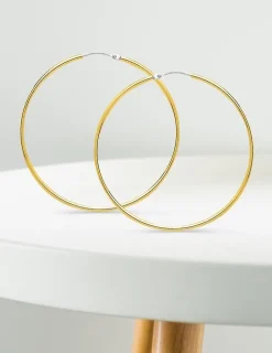 Boucles d'oreilles créoles or jaune 750 ‰ diamètre ext 45 mm SO OR