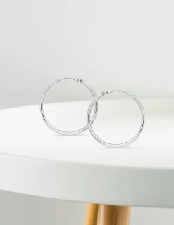 Boucles d'oreilles créoles or blanc 750 ‰ diamètre ext 24 mm SO OR