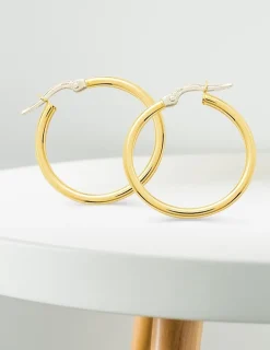 Boucles d'oreilles créoles or jaune 750 ‰ diamètre ext 20 mm fil 2 mm SO OR
