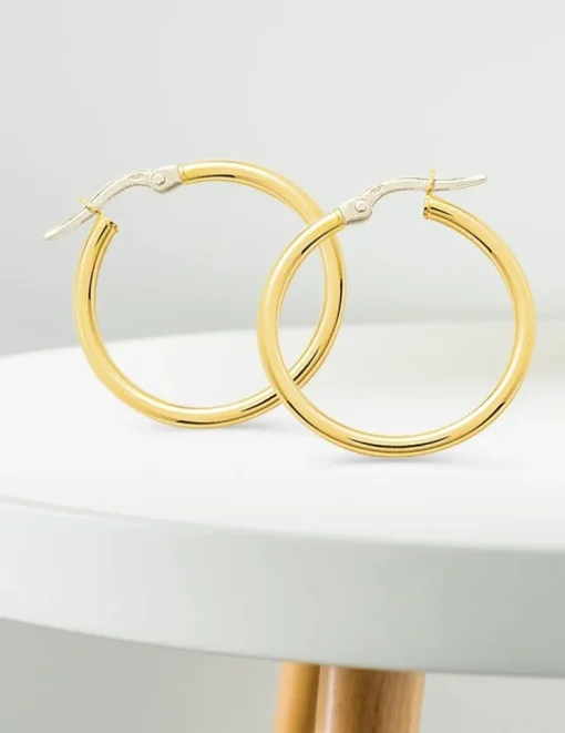 Boucles d'oreilles créoles or jaune 750 ‰ diamètre ext 20 mm fil 2 mm SO OR