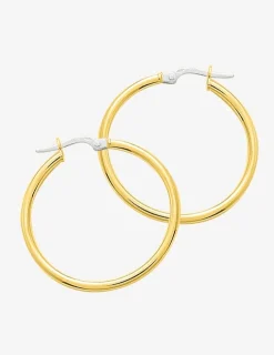 Boucles d'oreilles créoles or jaune 750 ‰ diamètre ext 25 mm fil 2 mm SO OR