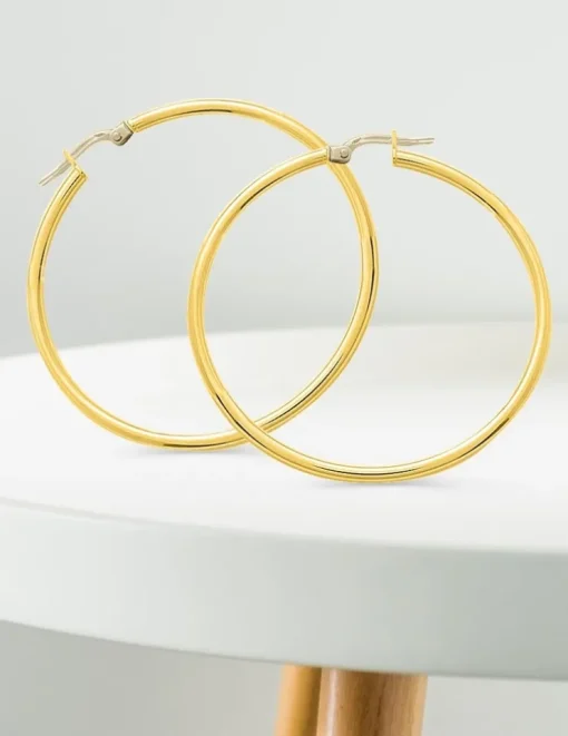 Boucles d'oreilles créoles or jaune 750 ‰ diamètre ext 40 mm fil 2 mm SO OR