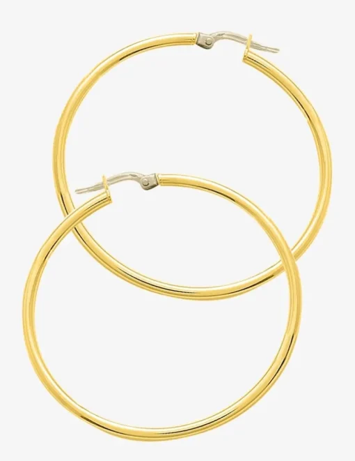 Boucles d'oreilles créoles or jaune 750 ‰ diamètre ext 40 mm fil 2 mm SO OR