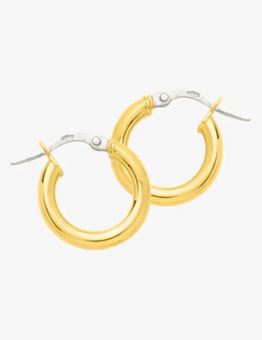 Boucles d'oreilles créoles lisses or jaune 750 ‰ diamètre ext 10 mm SO OR