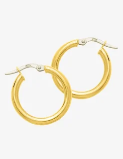 Boucles d'oreilles créoles lisses or jaune 750 ‰ diamètre ext 15 mm SO OR